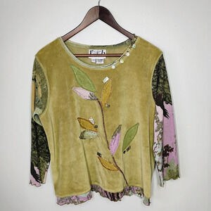 Faith Celia Forrester Y2K Mixed Media Velour Top Sheer Fairy Grunge Size Small